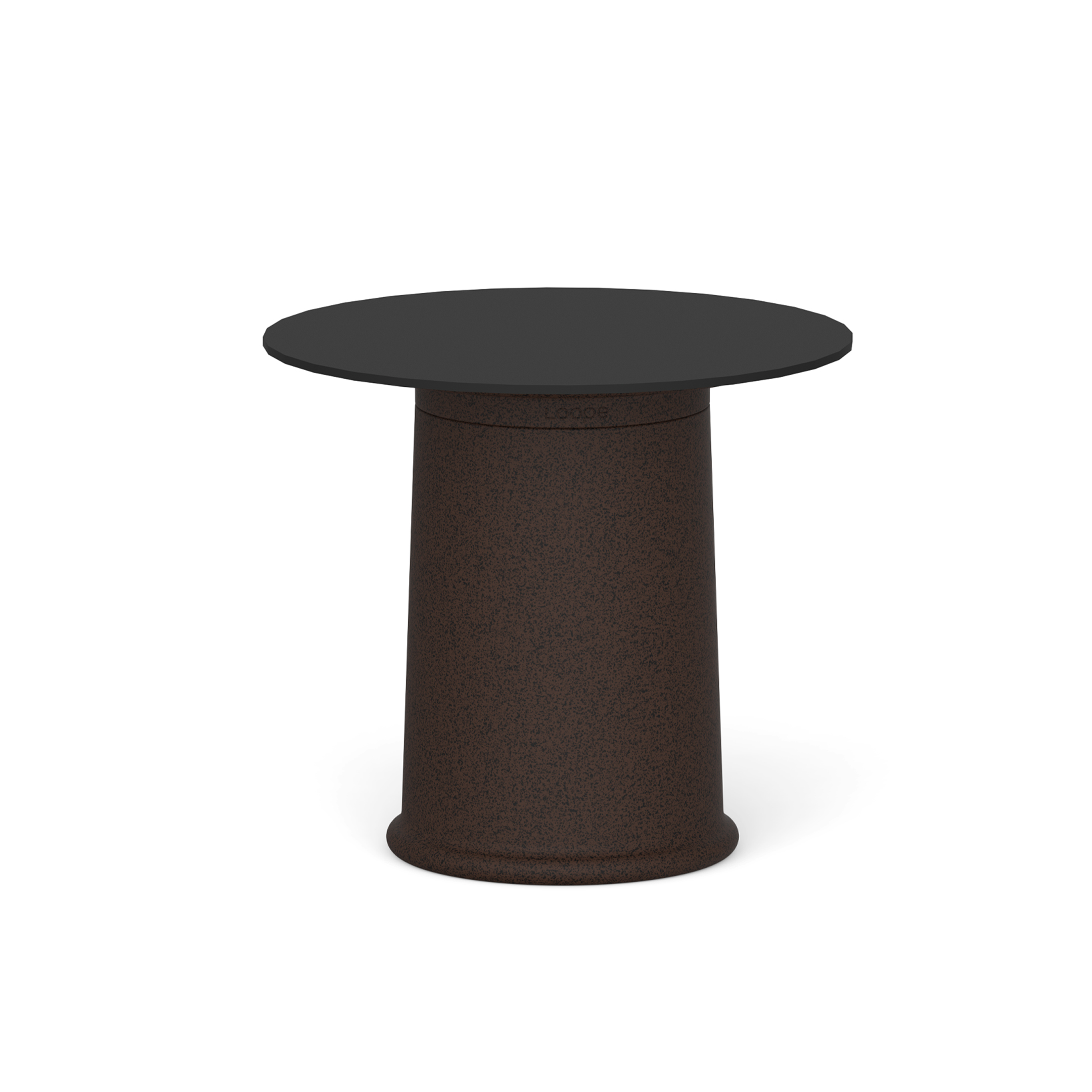 Nowoczesny okrągły stół LOOPE faT Table FT5131 z czarnym blatem HPL w aranżacji jadalni